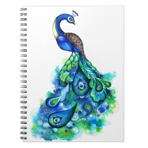 Caderno Espiral Aguarela do pavão