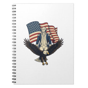Caderno Espiral Águia Patriótica e Camisa de Vetor Vintage do Gene