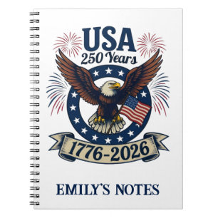 Caderno Espiral Águia Patriótica Personalizada Americana 250 Anos
