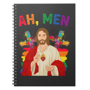 Caderno Espiral Ah Homens Divertidos LGBT Orgulho Gay Jesus Cristã