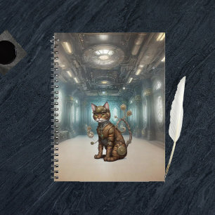Caderno Espiral AI Steampunk Cat
