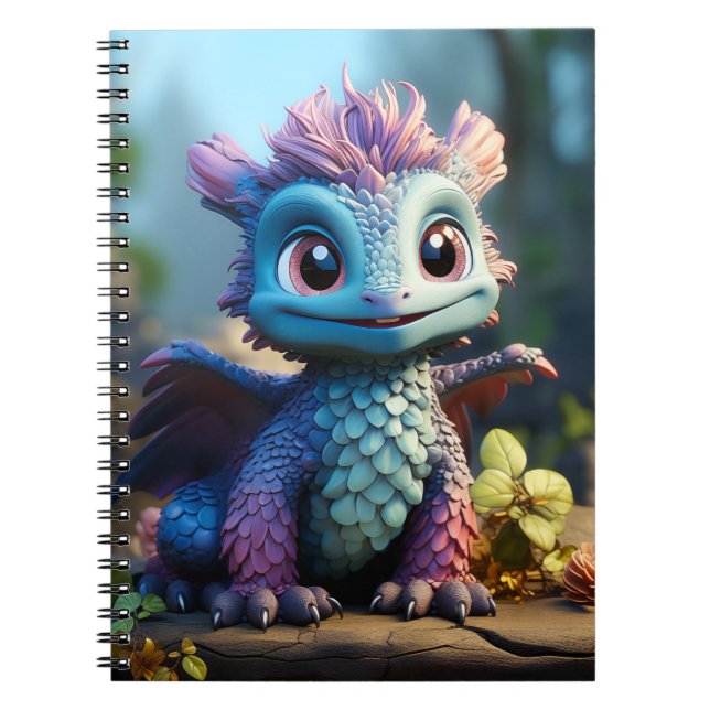 Caderno Espiral Aiden, um Dragão Whimsical (Frente)