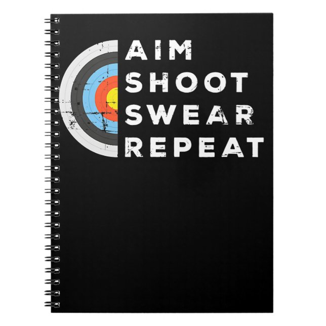 Caderno Espiral Aim Shoot Swear Repete Archery Archery Archery Gif (Frente)