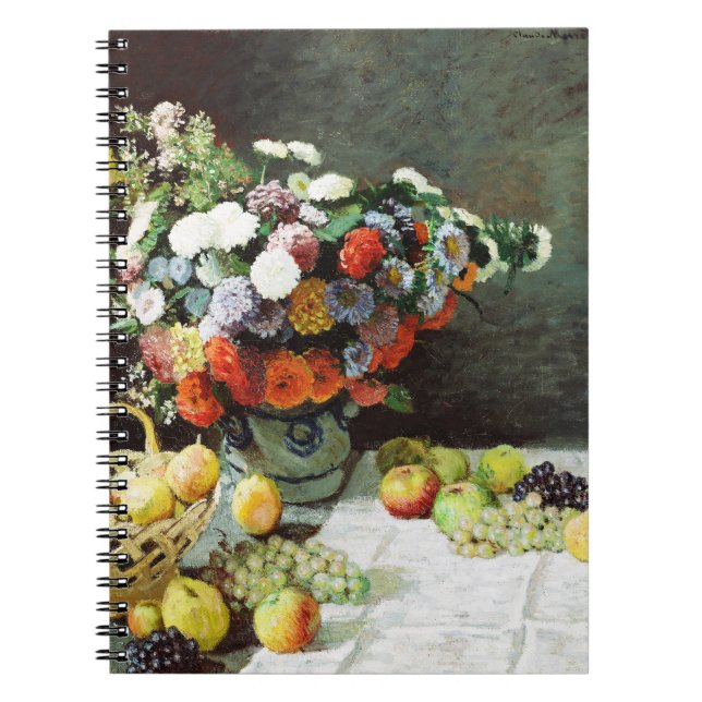 Caderno Espiral "Ainda a vida com flores e Frutas" de Claude Monet (Frente)
