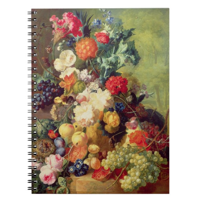 Caderno Espiral Ainda vida com flores e fruta (Frente)