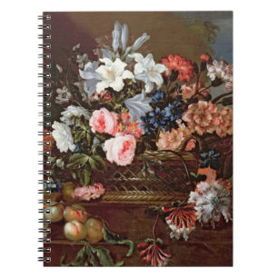 Caderno Espiral Ainda vida das flores em uma cesta