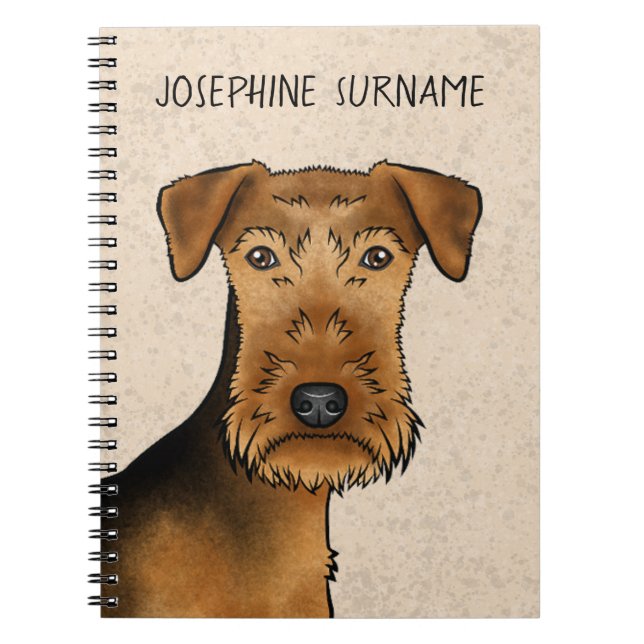 Caderno Espiral Airedale Terrier Bingley Terrier Cão Cabeça E Text (Frente)