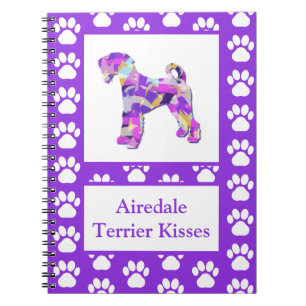 Caderno Espiral Airedale Terrier Dog Kisses Silhouette Cute PPY&B