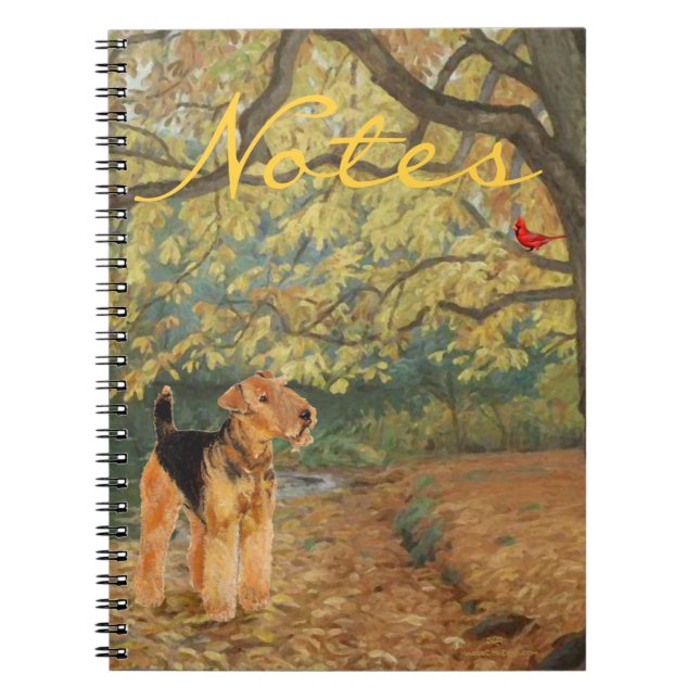 Caderno Espiral Airedale Terrier Observação de Pássaros (Frente)