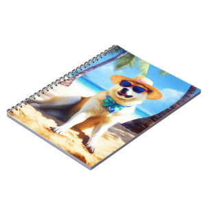 Caderno Espiral Akita na Praia, presente de verão para amantes de