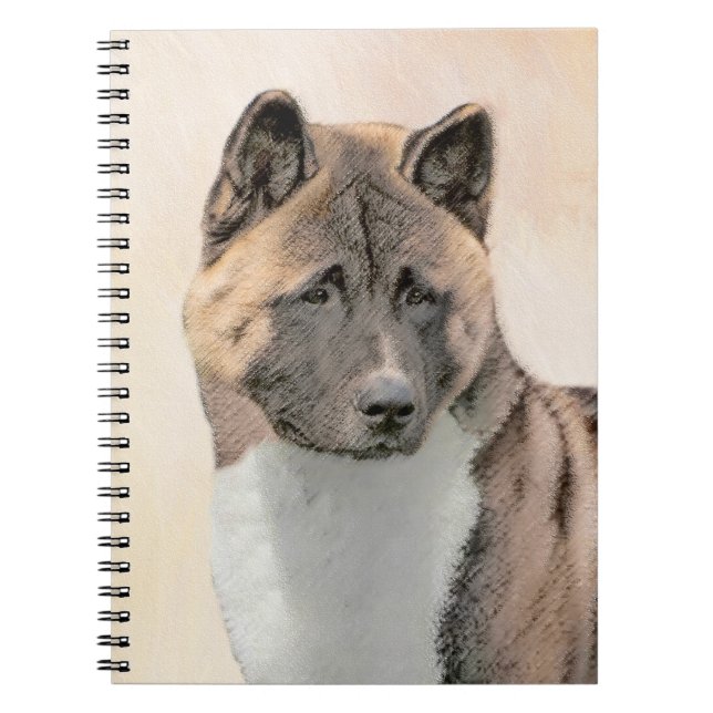 Caderno Espiral Akita Painting - Bela Arte Canina Original (Frente)