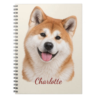 Caderno Espiral Akita Personalizado com Nome Personalizado