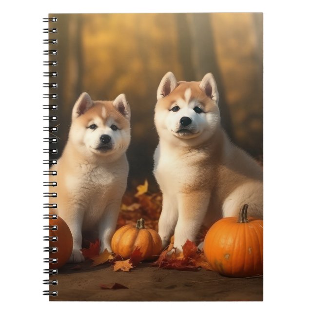 Caderno Espiral Akita Puppy Autumn Delight Pumpkin (Frente)