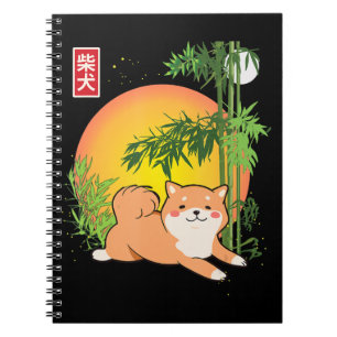 Caderno Espiral Akita Shiba Inu Cão Do Japão Bamboo Fireflies Mo