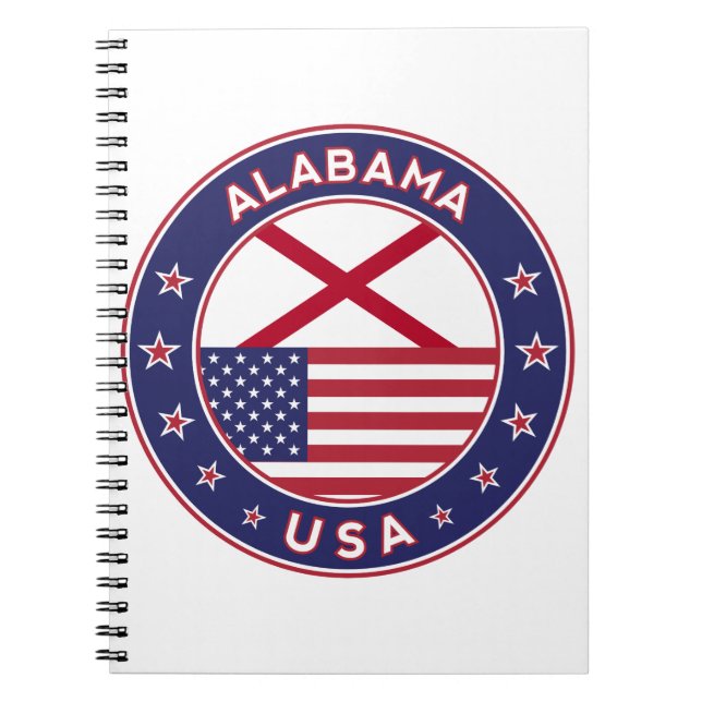 Caderno Espiral Alabama, Estados Unidos, t-shirt do Alabama, Alaba (Frente)