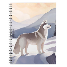 Caderno Espiral Alaskan Husky | Dog Mountain Watercolor