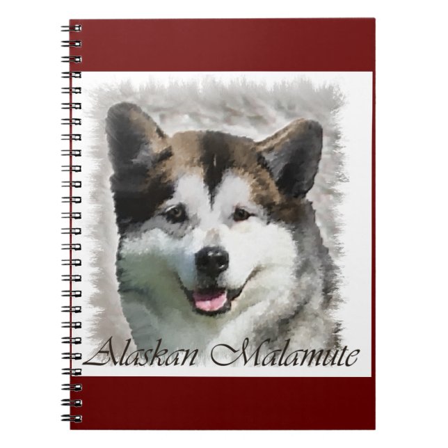 Caderno Espiral Alaskan Malamute Dog Art (Frente)