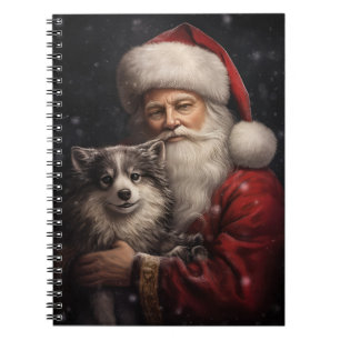 Caderno Espiral Alaskan Malamute no Natal do Papai Noel