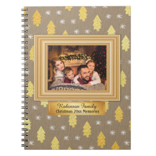 Caderno Espiral Álbum de Recortes de Fotos de Natal Marrom e Doura
