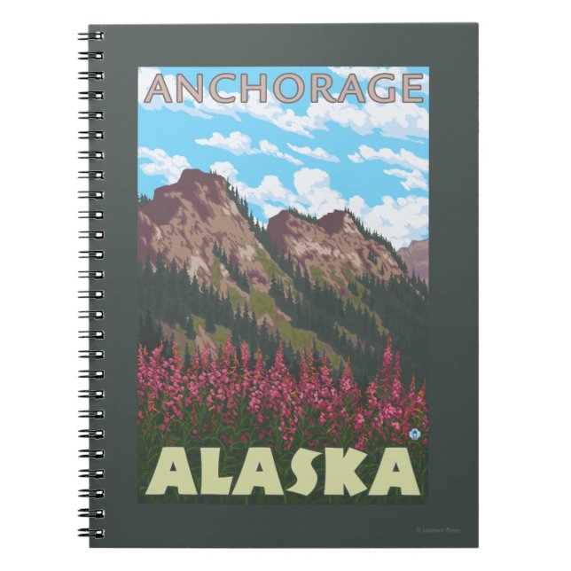 Caderno Espiral Alças e algas pirosas - Anchorage, Alasca (Frente)