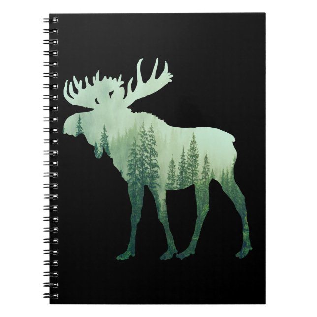 Caderno Espiral Alce Veado E Floresta Natureza (Frente)