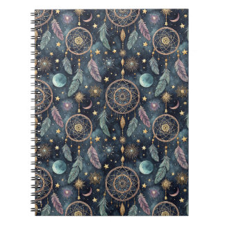 Caderno Espiral Aldraba Celestial Sonhadora Estrela Noite Padrão