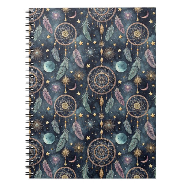 Caderno Espiral Aldraba Celestial Sonhadora Estrela Noite Padrão (Frente)