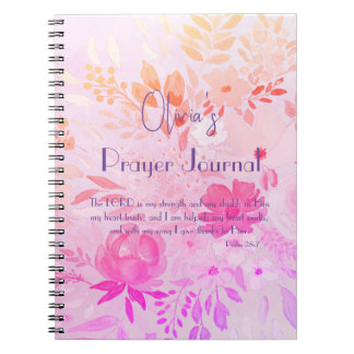 Caderno Espiral Alegre Rosa Roxo Floral Fé Oração Feminina