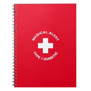 Caderno Espiral Alerta Médico Personalizado Vermelho Diabético