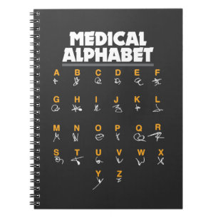 Caderno Espiral Alfabeto médico para doutores Nutrição Químico