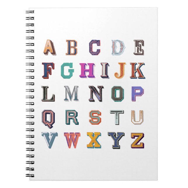 Caderno Espiral alfabeto Vintage bold a-z (Frente)
