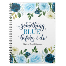 Caderno Espiral Algo Azul Antes de Eu Fazer Floral Marinho