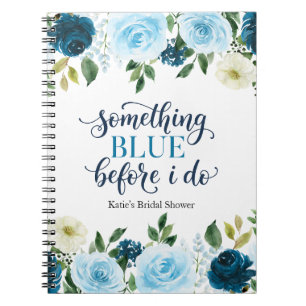 Caderno Espiral Algo Azul Antes de Eu Fazer Floral Marinho