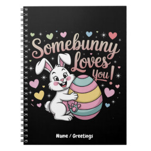 Caderno Espiral Alguém Coelho Te Ama Presente Fofo de Páscoa