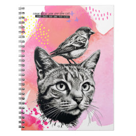 Caderno Espiral Algum dia... - Gato + Pássaro. | Diário para noteb