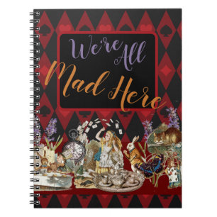 Caderno Espiral Alice Aventuras com o Gato Cheshire Louco de Wonde