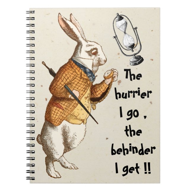 Caderno Espiral Alice - Coelho Branco - Vidro da Hora 1865 (Frente)