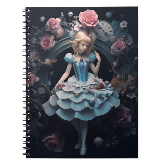 Caderno Espiral Alice no notebook da Terra Maravilha (Frente)