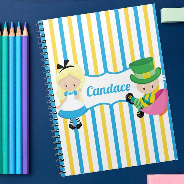 Caderno Espiral Alice no País das Maravilhas Crianças Personalizad (Criador carregado)