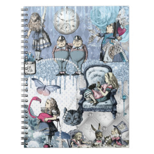 Caderno Espiral Alice no País das Maravilhas de Gelo Azul
