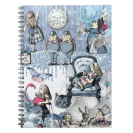 Caderno Espiral Alice no País das Maravilhas Glitter Azul