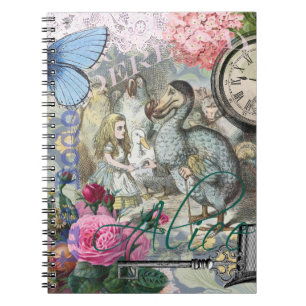 Caderno Espiral Alice no País das Maravilhas Trabalho de arte