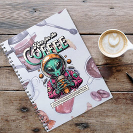 Caderno Espiral Alienígena aqui pelo café