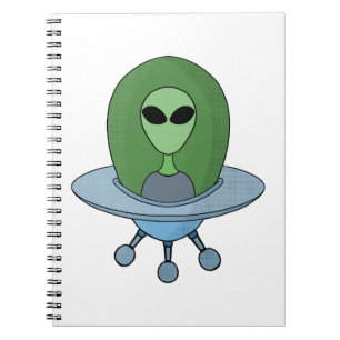 Caderno Espiral Alienígena em sua nave espacial