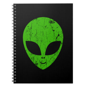 Caderno Espiral alienígena verde da extraterra de ficção cient
