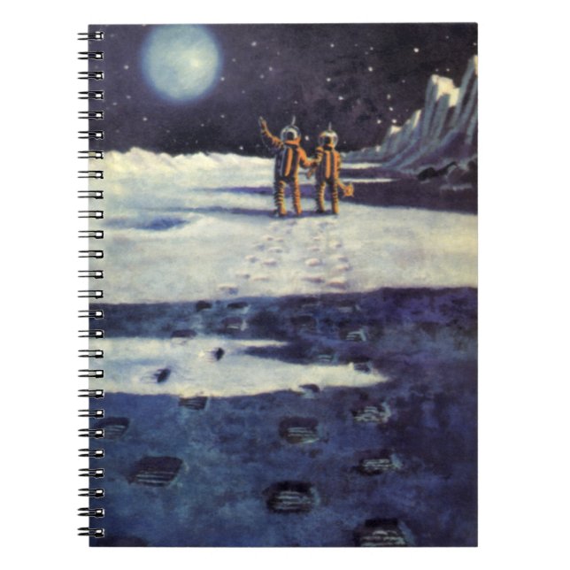 Caderno Espiral Aliens do Astronauta de Ficção Científica Vintage  (Frente)