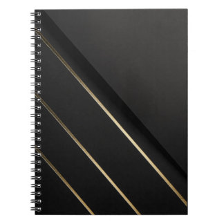 Caderno Espiral Alinhamento Dourado — Preto e Dourado Minimalista