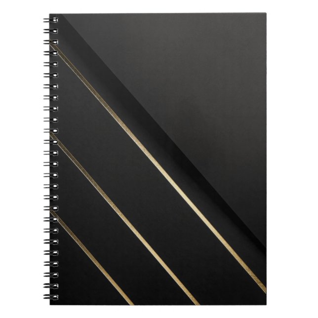 Caderno Espiral Alinhamento Dourado — Preto e Dourado Minimalista (Frente)
