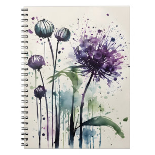 Caderno Espiral Allium - Flores aquarela