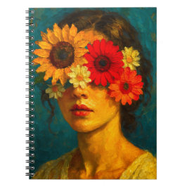 Caderno Espiral Alma em Flor - Retrato em Estilo de Pintura a Óleo